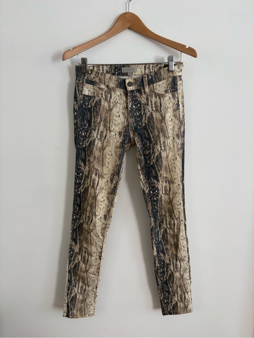 S.Y.L.K. Snake Print Skinny Jeans Size 27 Made in USA Animal Print Pants